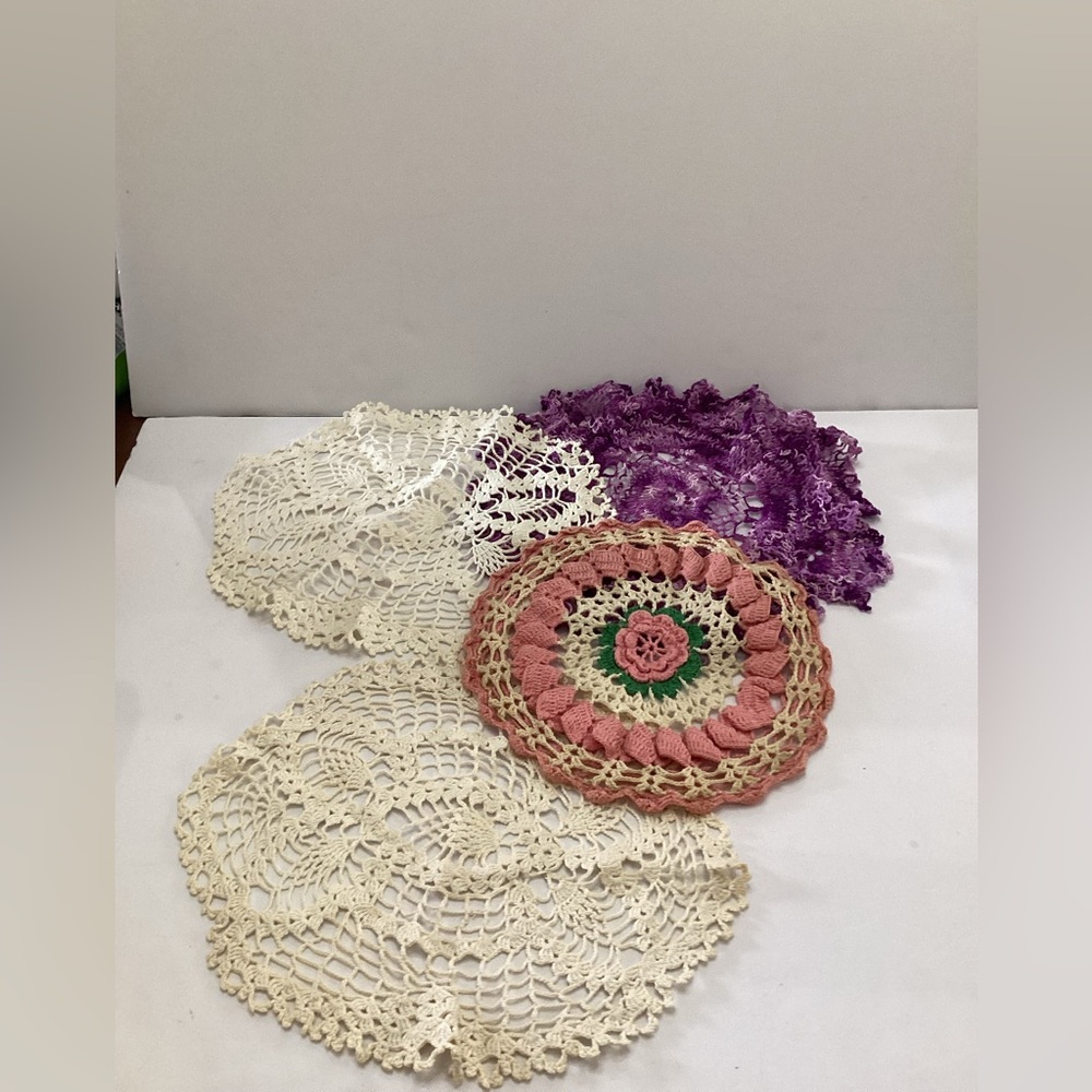 Vintage Crocheted Doilies very detailed lot of 4